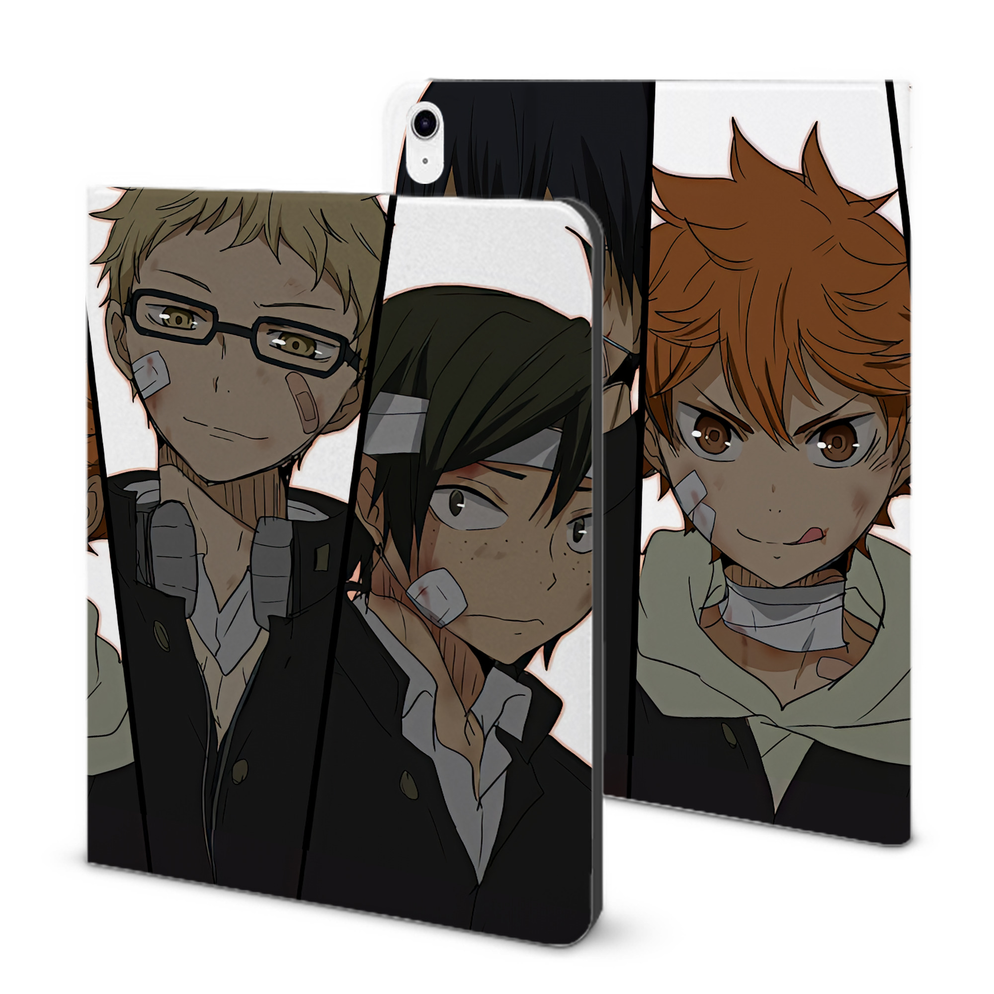（画像用） ハイキュー!! Haikyu!! IPad ケース ブック型 PUレザー TPU 耐衝撃 軽量 薄型 ペン収納なし 全面保護 IPad 各モデル対応
